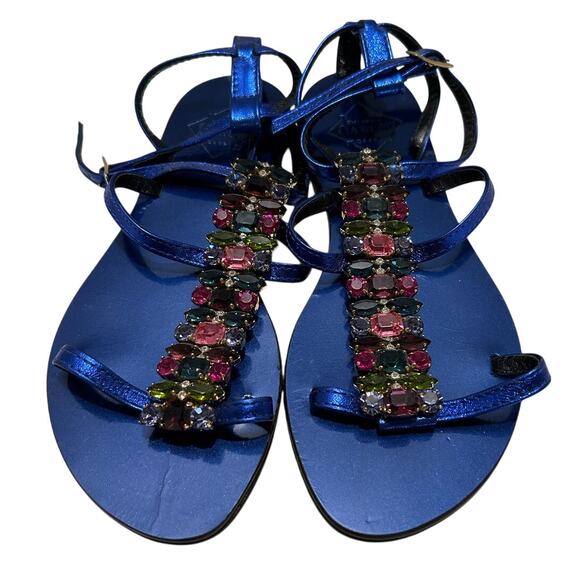 Emanuela Caruso Shoes - EMANUELA CARUSO New $490 Metallic Blue Crystal Embellished Sandals Sz 35(US 5.5)